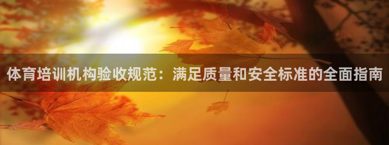 欧陆软件官网：体育培训机构验收规范：满足质量和安全标